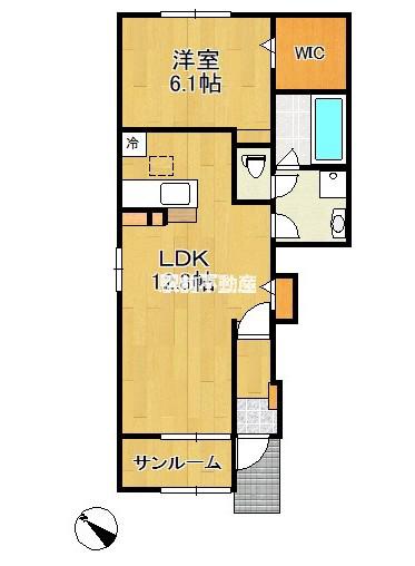 ファーネスト・クヌギ(1LDK/1階)の間取り写真