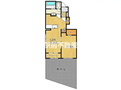 鹿児島本線 羽犬塚駅 徒歩18分 2階建 築4年(1LDK/1階)の間取り写真