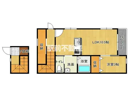 ドルチェヴィータ柳川D(1LDK/2階)の間取り写真