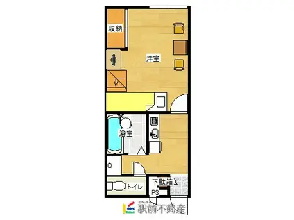 グランドール広川(1K/2階)の間取り写真