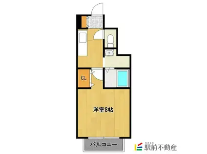 鹿児島本線 西牟田駅 徒歩22分 2階建 築19年(1K/1階)の間取り写真