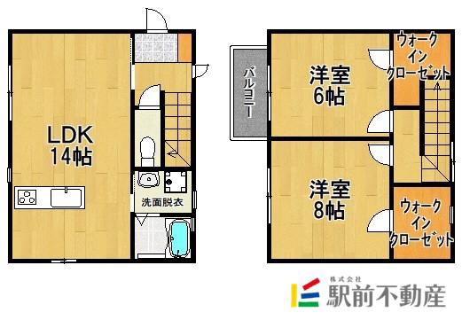 鹿児島本線 筑後船小屋駅 徒歩5分 2階建 築13年(2LDK)の間取り写真