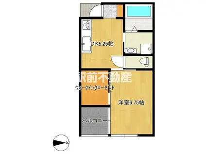 BREATH(1DK/1階)の間取り写真