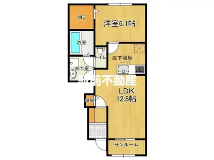 鹿児島本線 羽犬塚駅 徒歩16分 2階建 築3年(1LDK/1階)の間取り写真