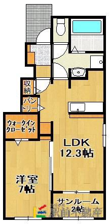 ル ベールⅢ(1LDK/1階)の間取り写真