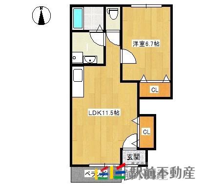 AND ONE西棟(1LDK/1階)の間取り写真