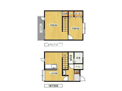 AQUA D棟(2LDK/1階)の間取り写真