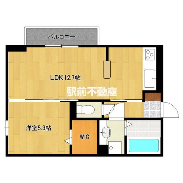 フルーレ弥四郎(1LDK/2階)の間取り写真