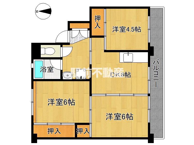 ビレッジハウス城島II(3DK/3階)の間取り写真