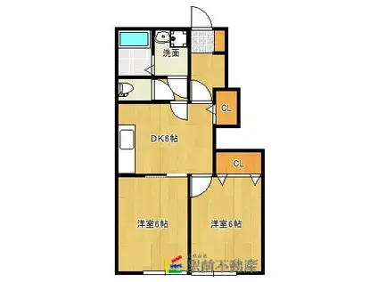 西鉄天神大牟田線 西鉄銀水駅 徒歩26分 2階建 築22年(2DK/1階)の間取り写真