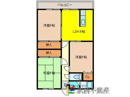 パークドミールⅠ(3LDK/1階)の間取り写真
