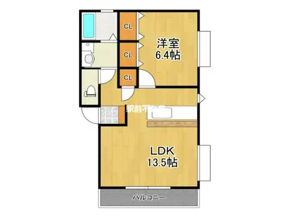 ネオハイツ上白川(1LDK/2階)の間取り写真