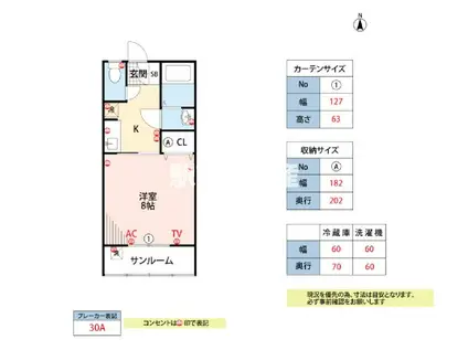 鹿児島本線 西牟田駅 徒歩13分 2階建 築21年(1K/2階)の間取り写真