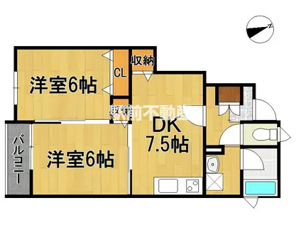 フェリオOGAWA E棟(2DK/1階)の間取り写真