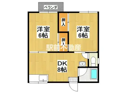 パナシアⅠ(2DK/2階)の間取り写真