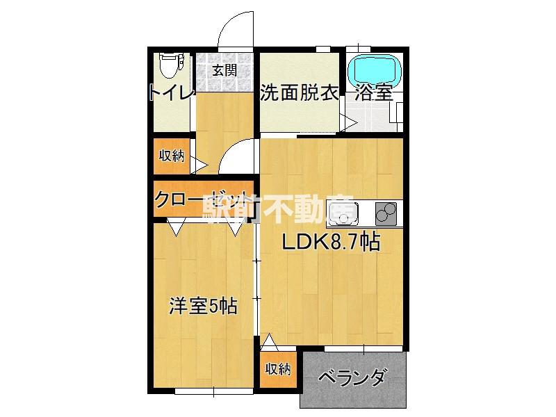 鹿児島本線 羽犬塚駅 徒歩24分 2階建 築3年(1LDK/1階)の間取り写真