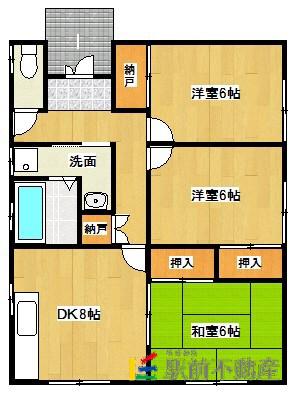 西鉄天神大牟田線 犬塚駅 徒歩29分 1階建 築23年(3DK)の間取り写真