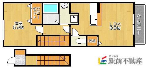 エスポワール(1LDK/2階)の間取り写真
