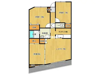 グリーンフォレスト(3LDK/5階)の間取り写真