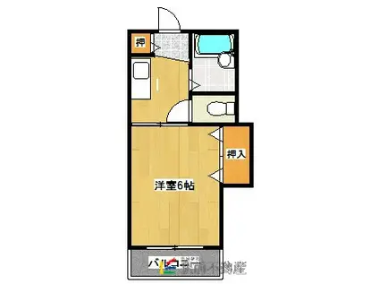 ラ・フォーレ赤坂(1K/1階)の間取り写真