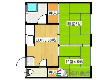 楽園荘(2DK/2階)の間取り写真