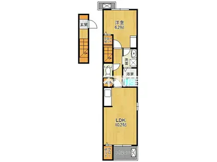 鹿児島本線 羽犬塚駅 徒歩4分 2階建 築3年(1LDK/2階)の間取り写真