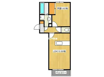 サンヒルズ大川(1LDK/2階)の間取り写真