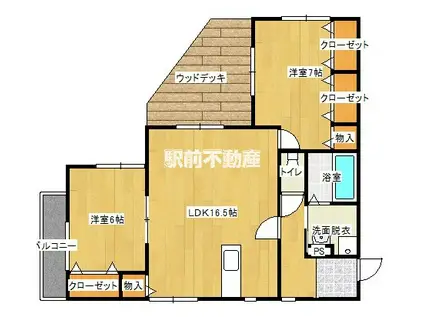 CREDO大川Ⅱ(2LDK/1階)の間取り写真