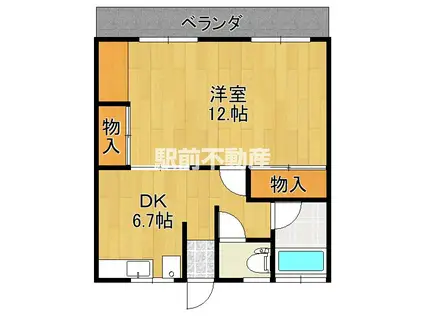 中嶋コーポ(1DK/2階)の間取り写真