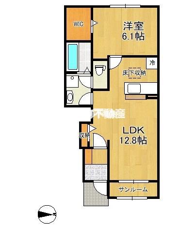 VOLKS 馬込 Ⅱ(1LDK/1階)の間取り写真