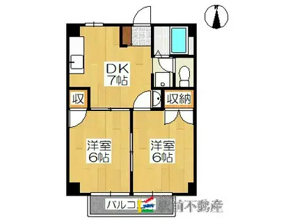 六田アパートHAMADA(2DK/2階)の間取り写真