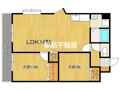 シャルムOK(2LDK/3階)の間取り写真