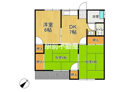 跡部コーポ(3DK/1階)の間取り写真