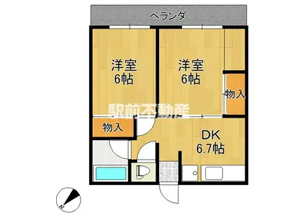 中嶋コーポ(2DK/1階)の間取り写真