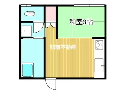 ワンルームハイツ三川(ワンルーム/1階)の間取り写真