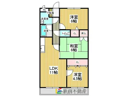 サンヴェルディ木室(3LDK/4階)の間取り写真