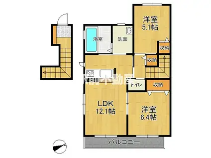 シャーメゾンHIKARI Ⅱ B棟(2LDK/2階)の間取り写真