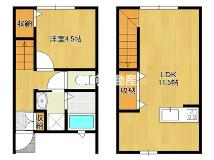 LADDER柳川NEXTⅡ(1LDK/2階)の間取り写真