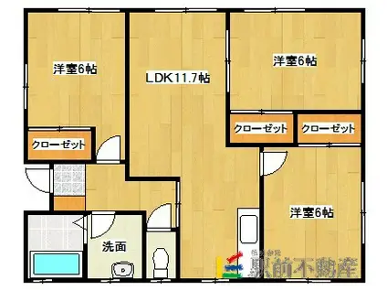 鹿児島本線 羽犬塚駅 徒歩36分 1階建 築22年(3LDK)の間取り写真