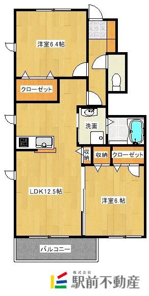 アトレ和泉Ⅱ E棟(2LDK/1階)の間取り写真