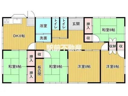 西鉄天神大牟田線 倉永駅 徒歩2分 1階建 築52年(5DK)の間取り写真