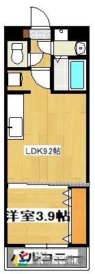 クレア大牟田駅前(1LDK/1階)の間取り写真