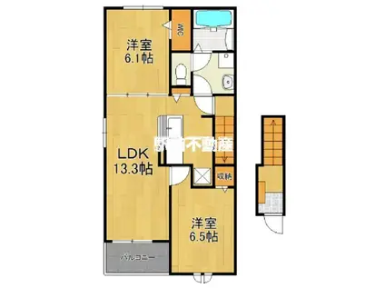 アミティエ鵜池 2号館(2LDK/2階)の間取り写真