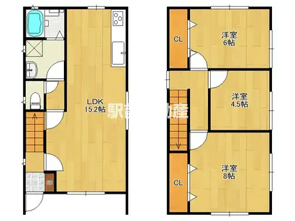 鹿児島本線 羽犬塚駅 徒歩70分 2階建 築2年(3LDK)の間取り写真