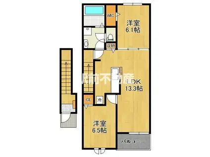 鹿児島本線 荒尾駅(熊本) 徒歩31分 2階建 築2年(2LDK/2階)の間取り写真