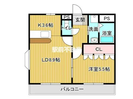 エメラルド A(1LDK/2階)の間取り写真