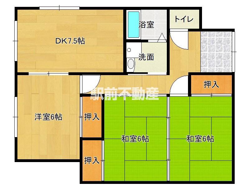 堺アパート(3DK/2階)の間取り写真