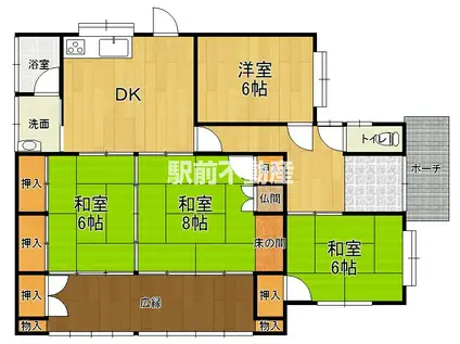 鹿児島本線 吉野駅(福岡) 徒歩10分 1階建 築38年(4DK)の間取り写真