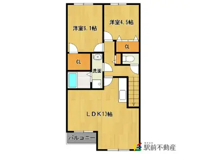 ルミエール21(2LDK/2階)の間取り写真