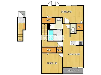 ラ・メゾン デュ ボヌール II(2LDK/2階)の間取り写真